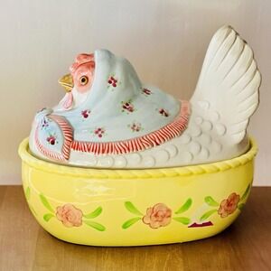 Vintage Fitz & Floyd‎ Hen on Nest Soup Tureen and Lid Oval